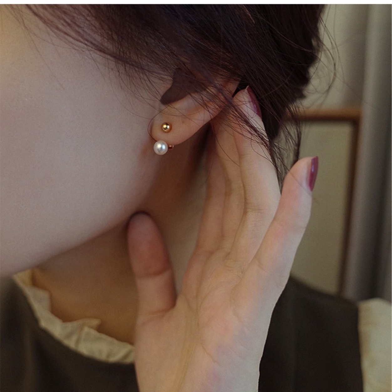 Серьги из жемчуга, простой и элегантный дизайн, 2024 года, легкий роскошный стиль